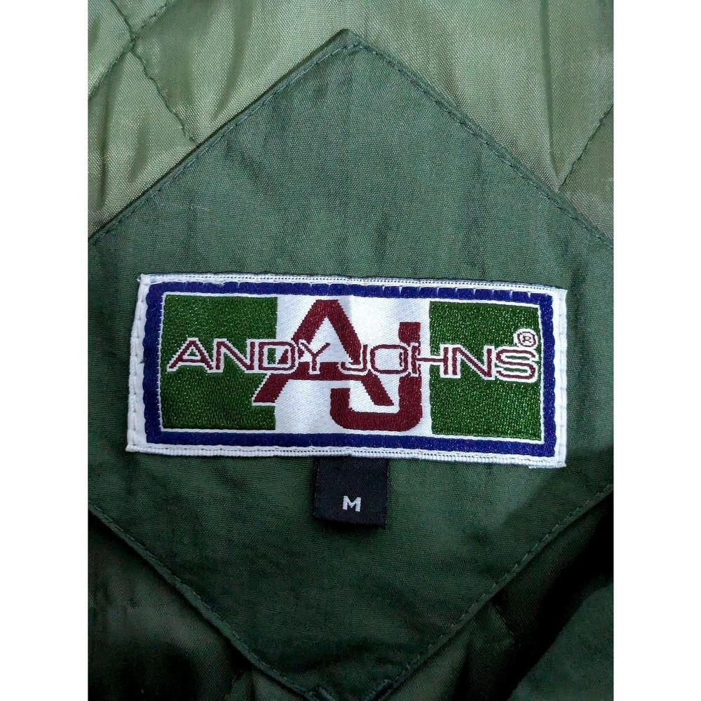 Vintage Olive Green M Quilted Parka Jacket Patterned Collar Drawstring Waist - Picture 4 of 11